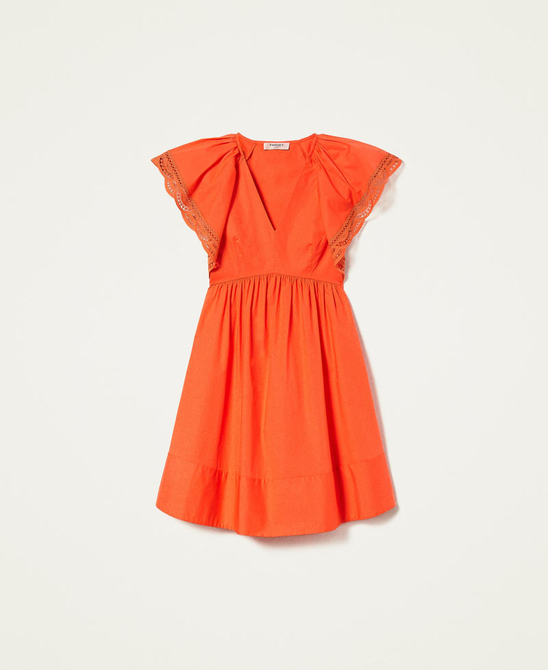 Robe courte en popeline avec dentelle