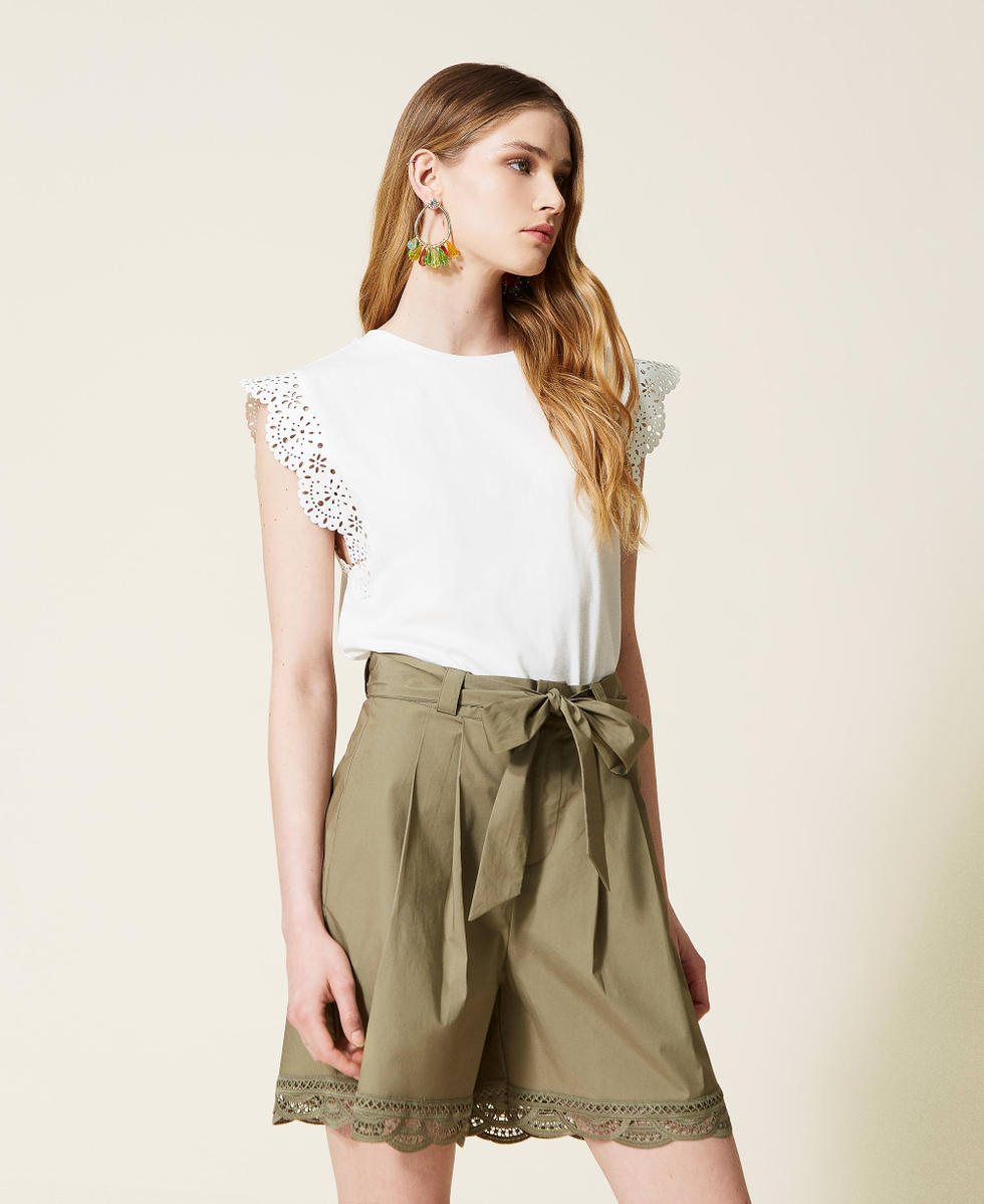 Khaki lace shorts discount