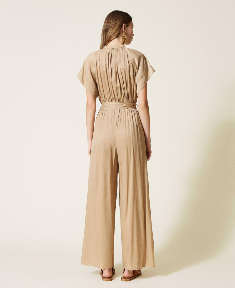 Twill jumpsuit with belt