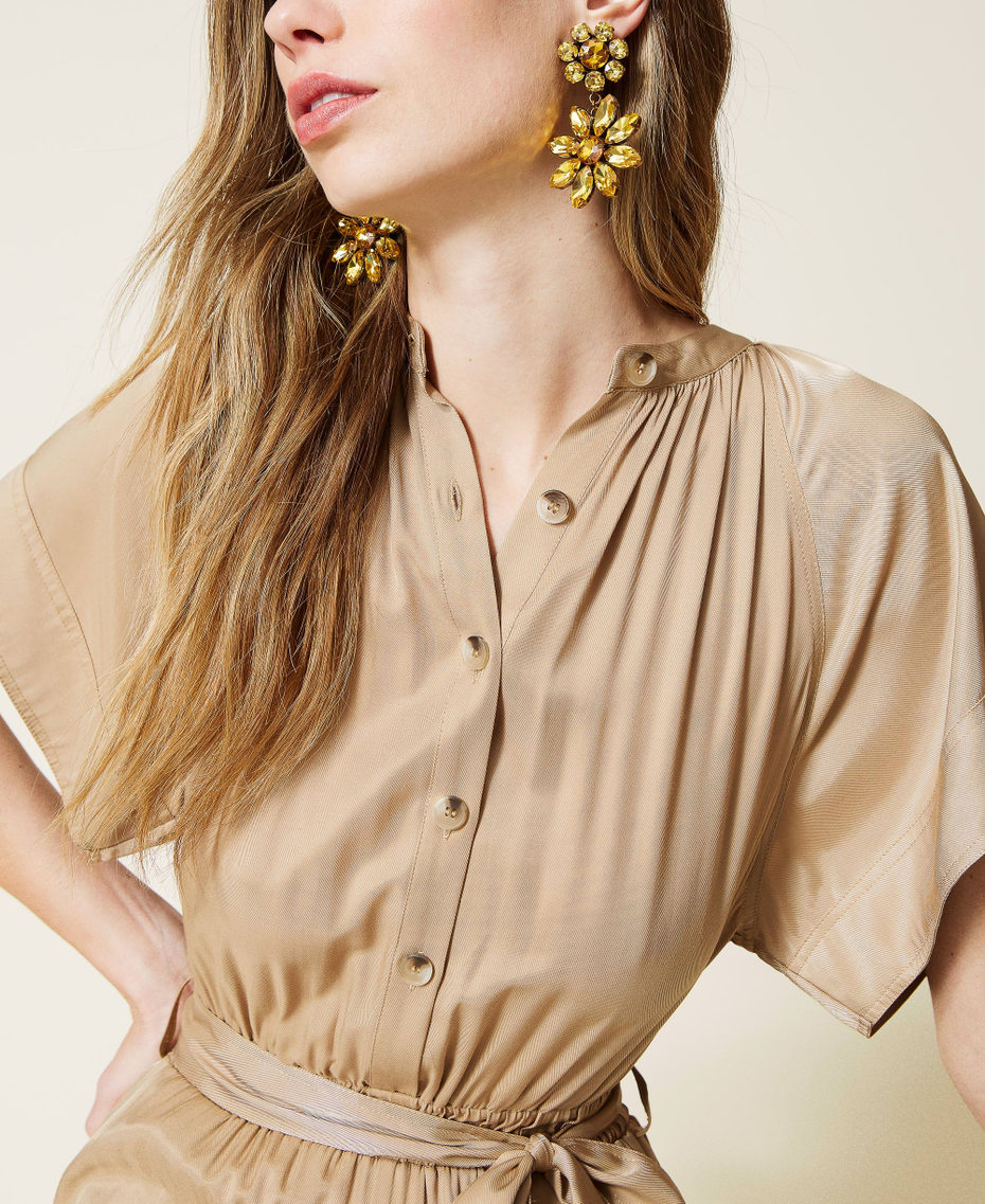 Twill jumpsuit with belt