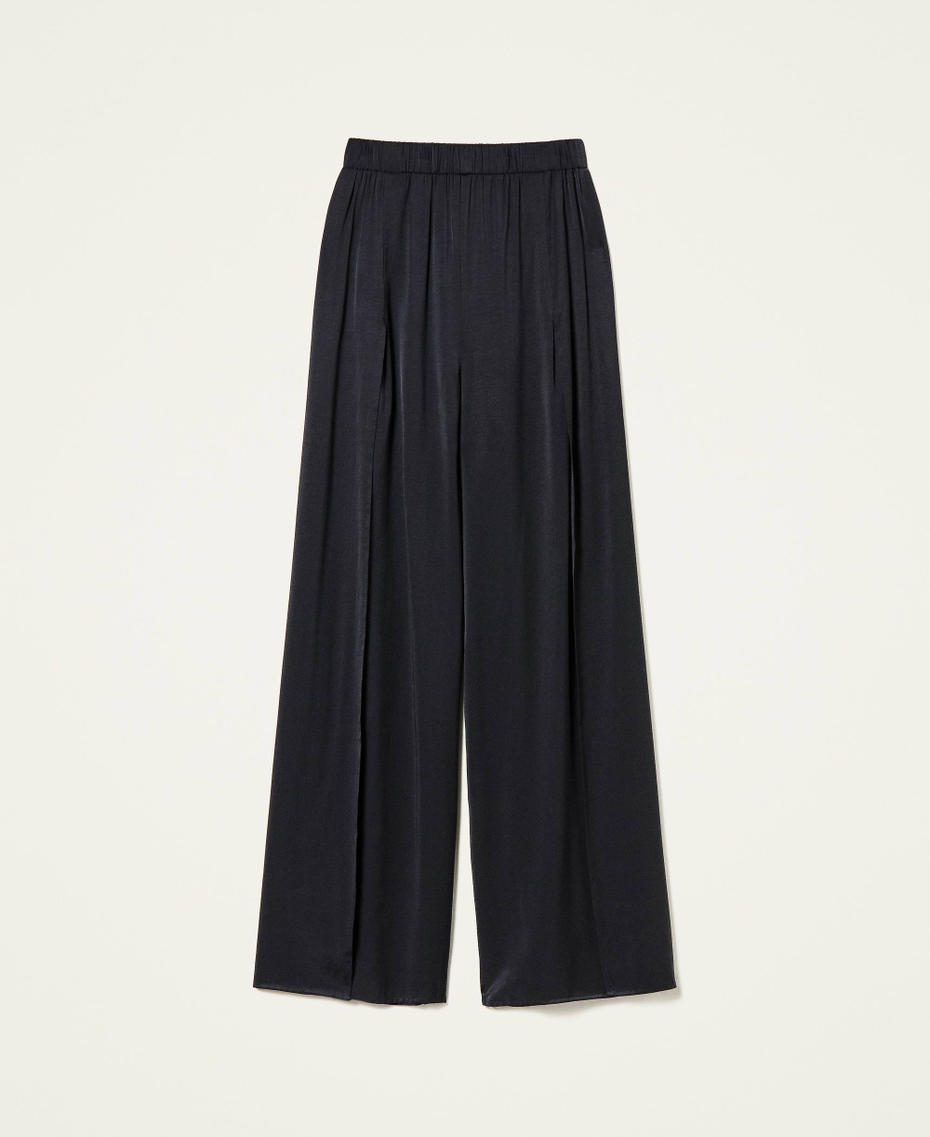 Wide leg twill trousers