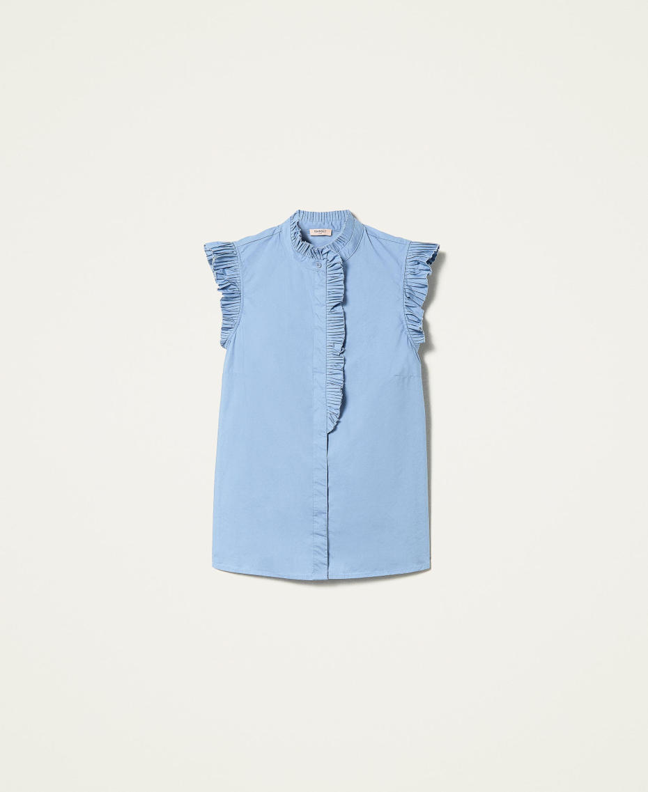 Poplin top with pleated flounces