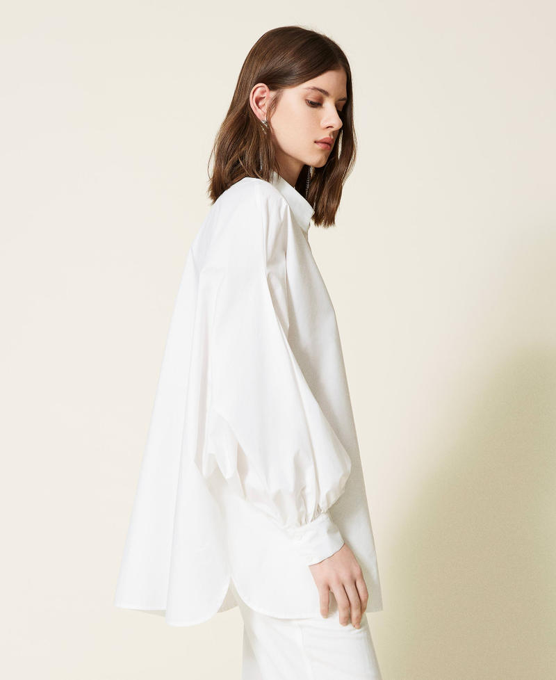 Camicia in popeline con maniche a kimono Bianco Donna 221TT2162-02