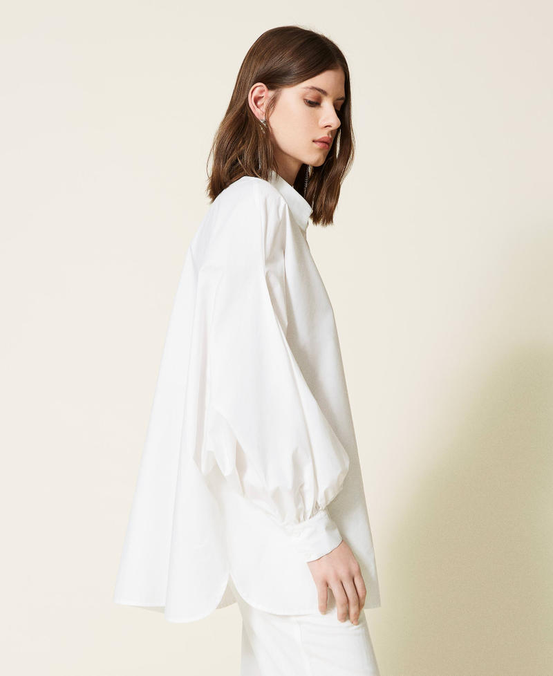 Poplin shirt with kimono sleeves