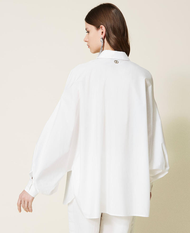 Camisa de popelina con mangas tipo kimono Blanco Mujer 221TT2162-03
