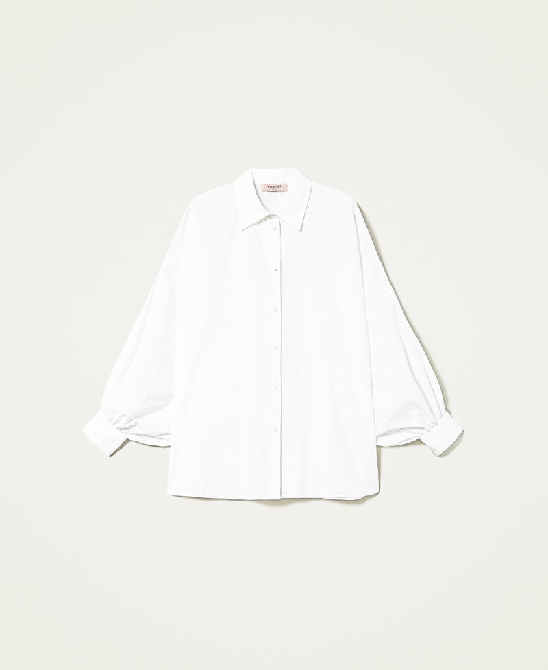 Camisa de popelina con mangas tipo kimono Blanco Mujer 221TT2162-0S