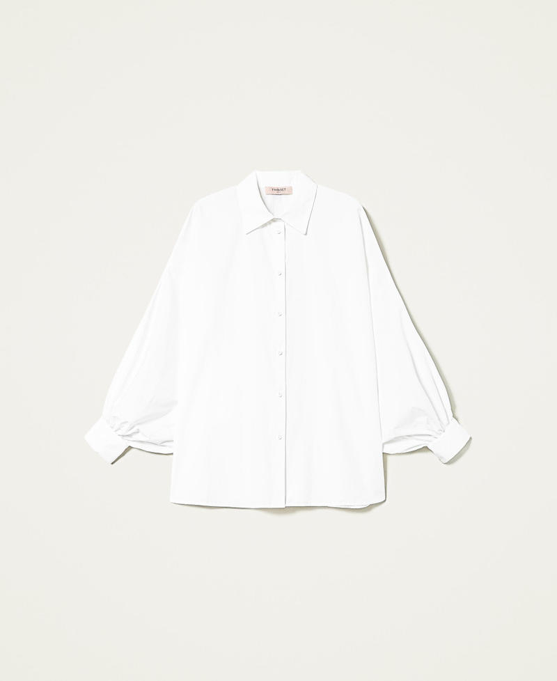 Poplin shirt with kimono sleeves