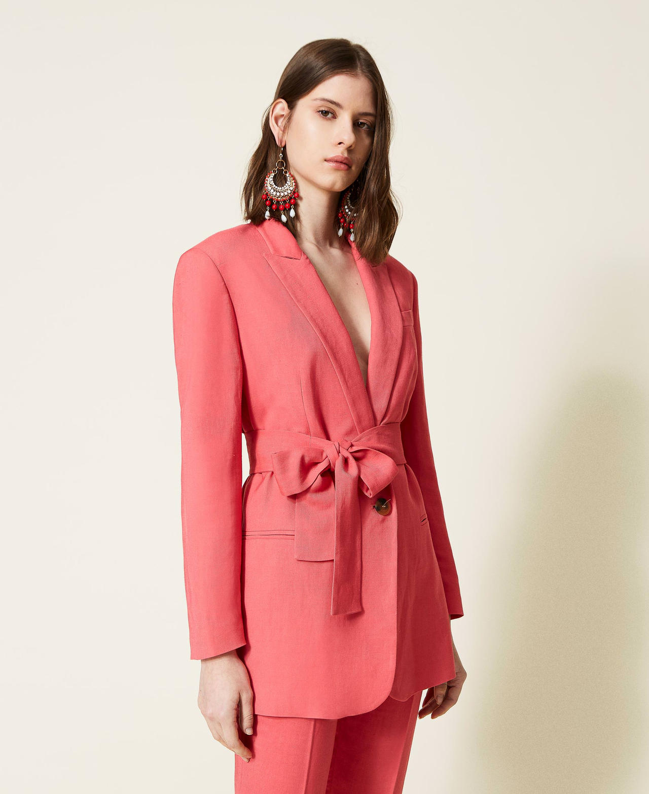 Linen blend twill blazer