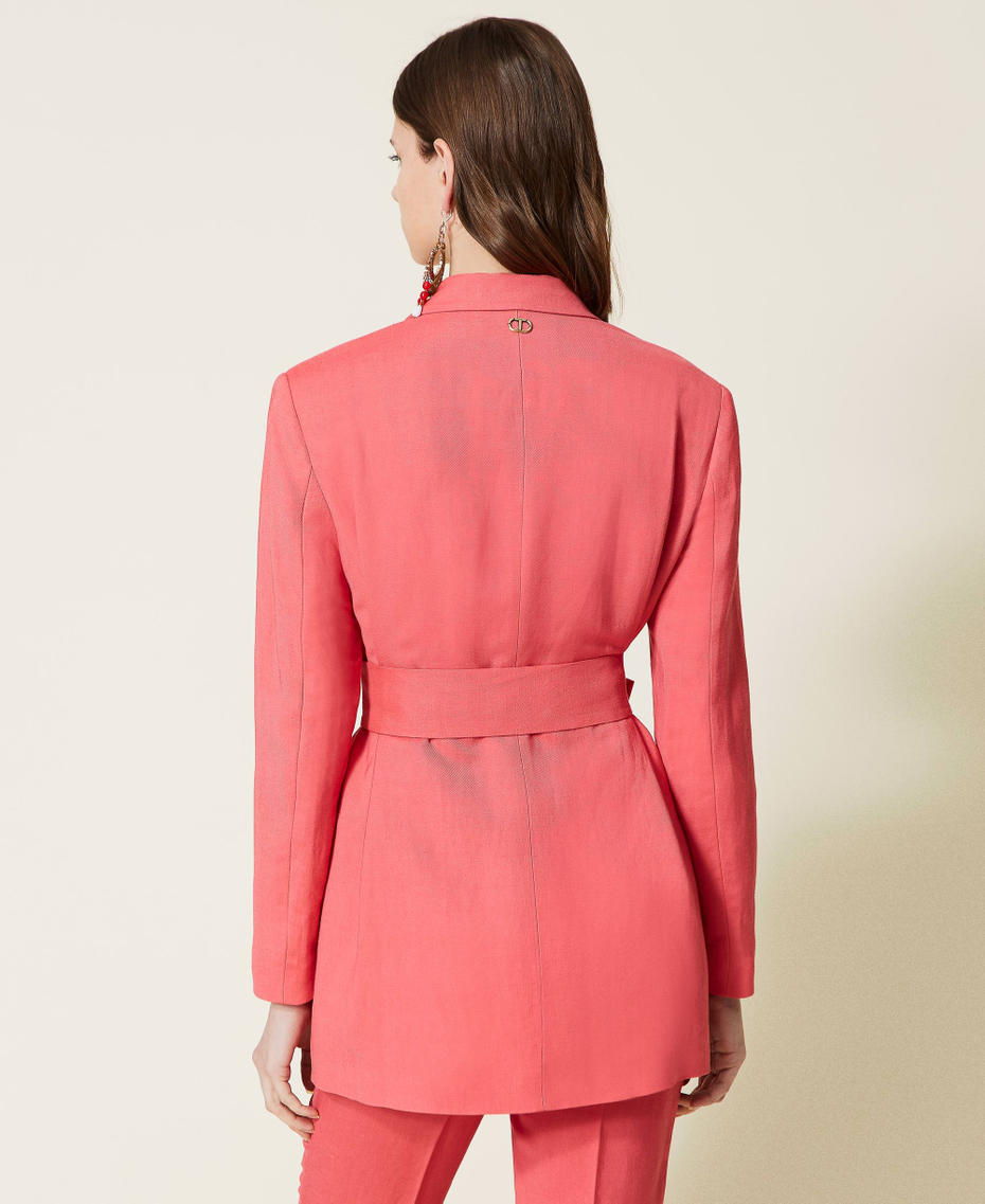 Chaqueta blazer de sarga de lino mixto