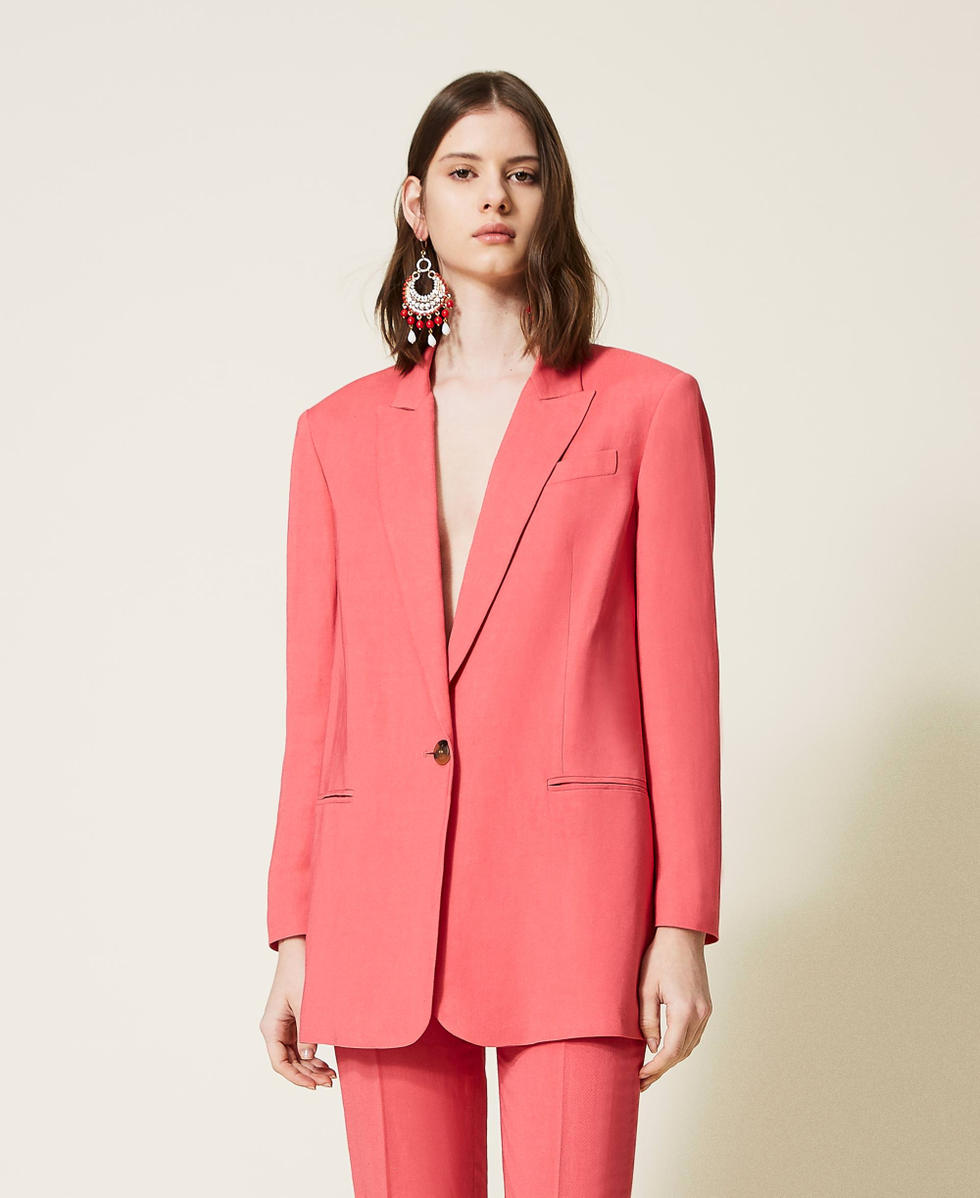 Blazer en twill de lin m&eacute;lang&eacute;