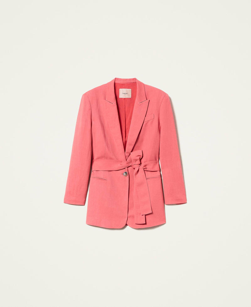 Linen blend twill blazer