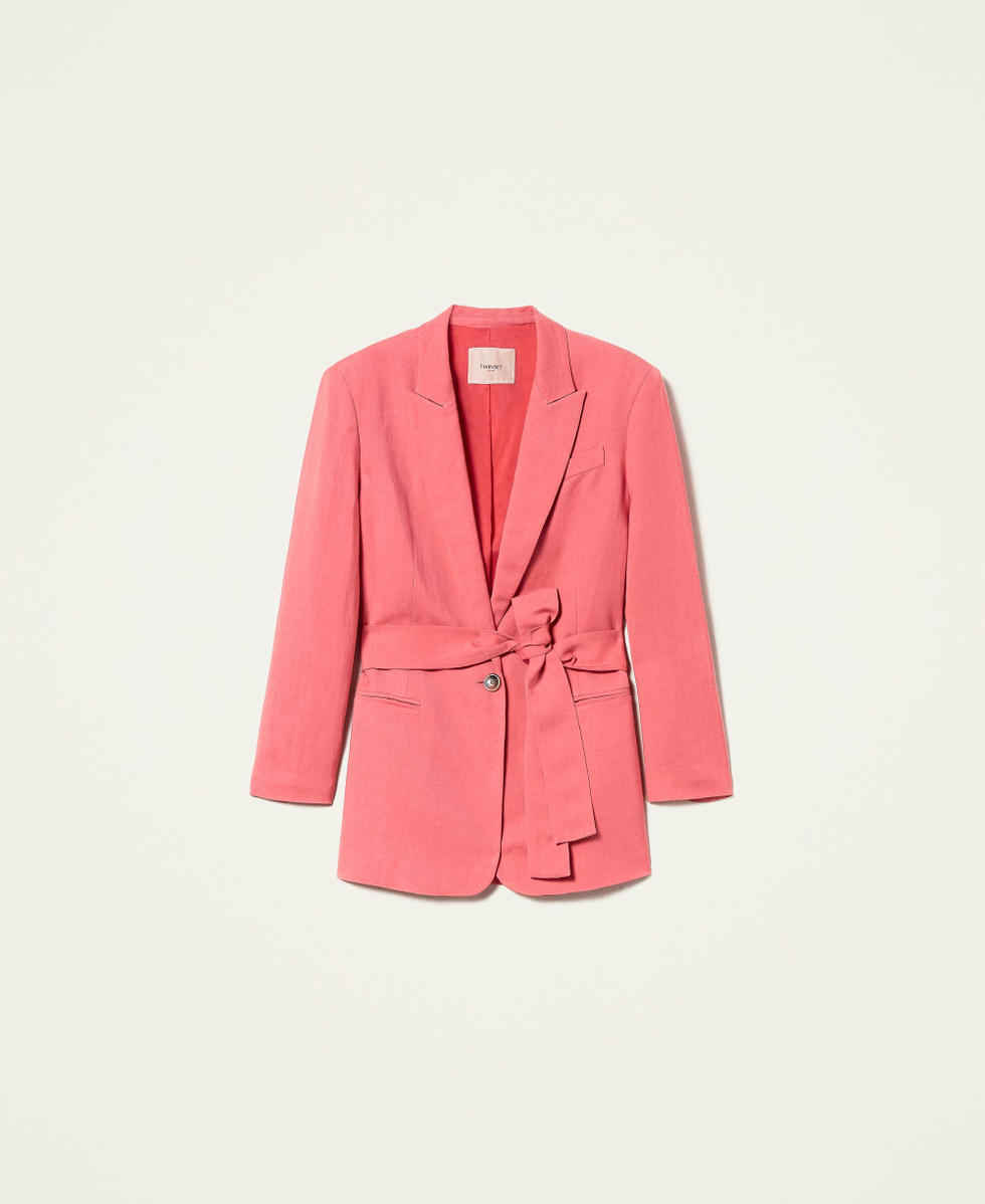 Blazer en twill de lin m&eacute;lang&eacute;