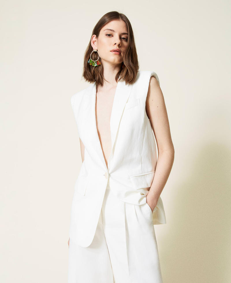 Linen blend twill waistcoat