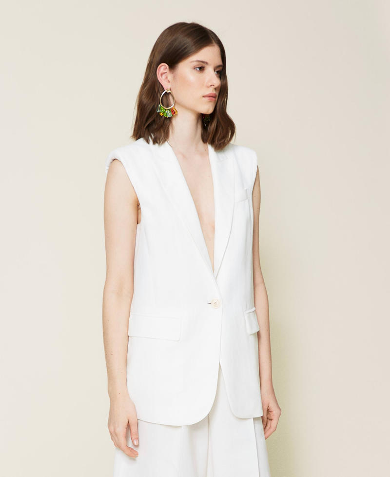 Linen blend twill waistcoat Lily Woman 221TT2192-03