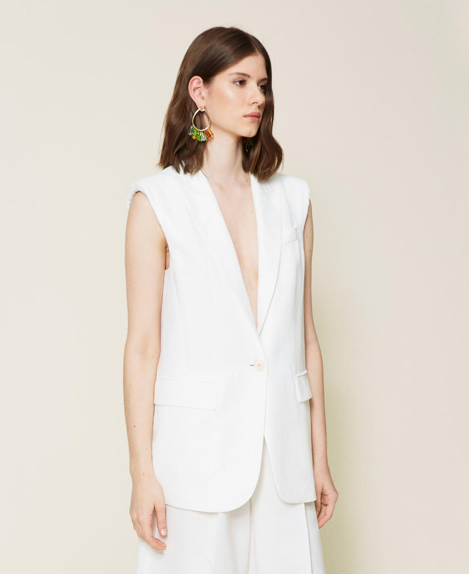 Gilet in twill di misto lino