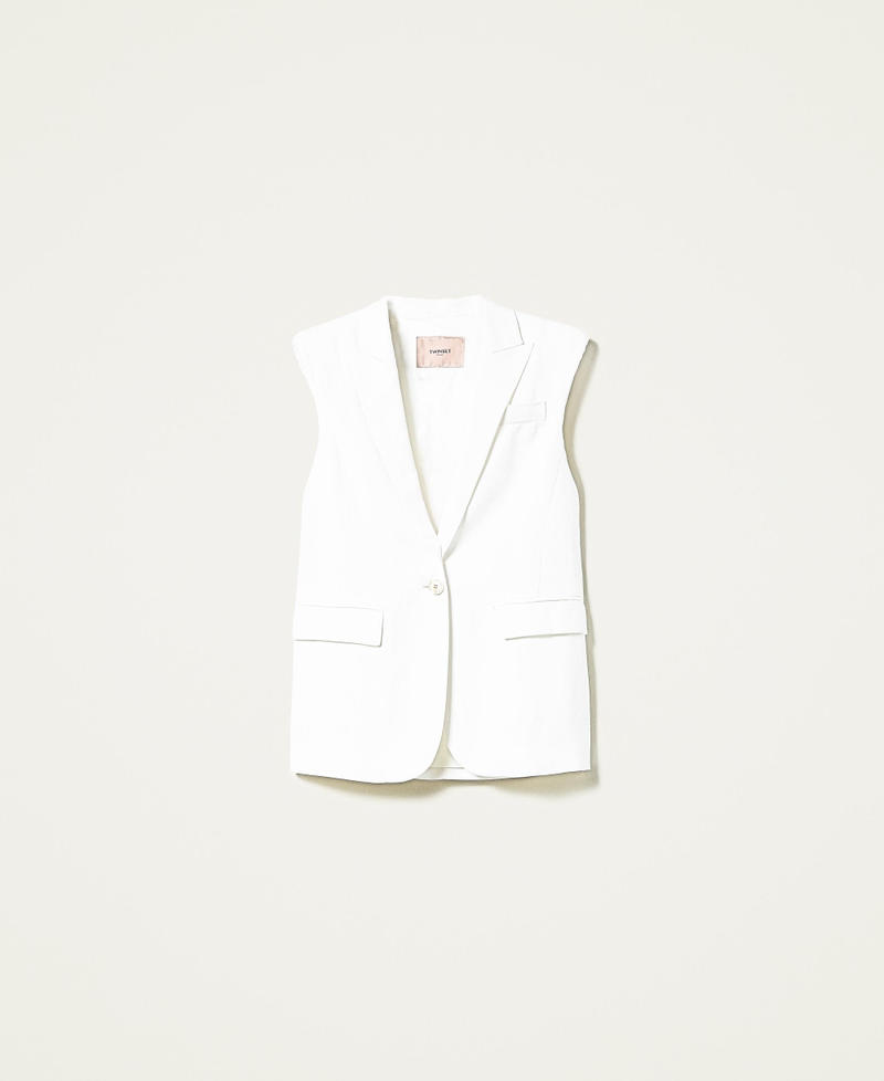 Linen blend twill waistcoat Lily Woman 221TT2192-0S