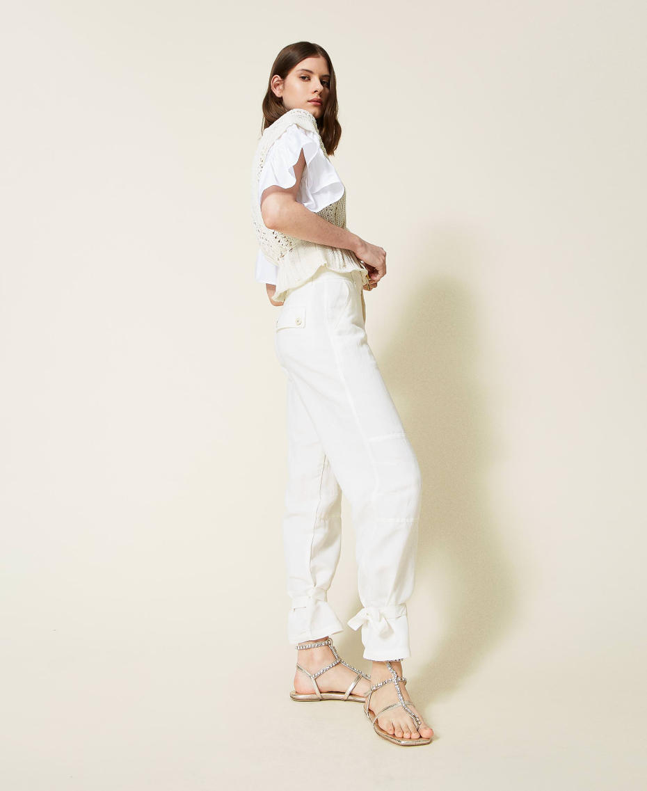 Linen blend twill trousers