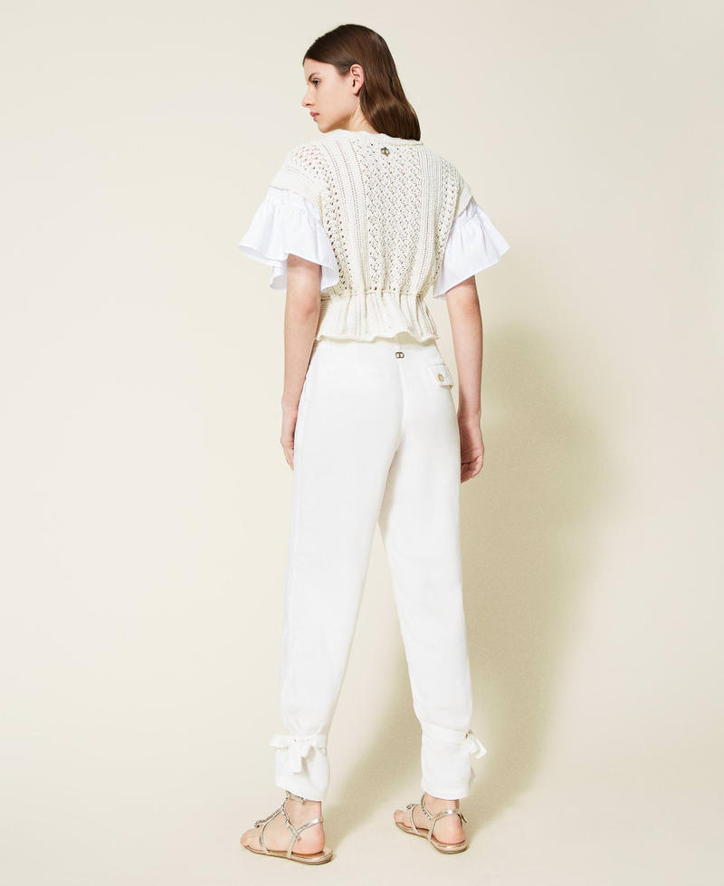 Linen blend twill trousers Lily Woman 221TT2195-03