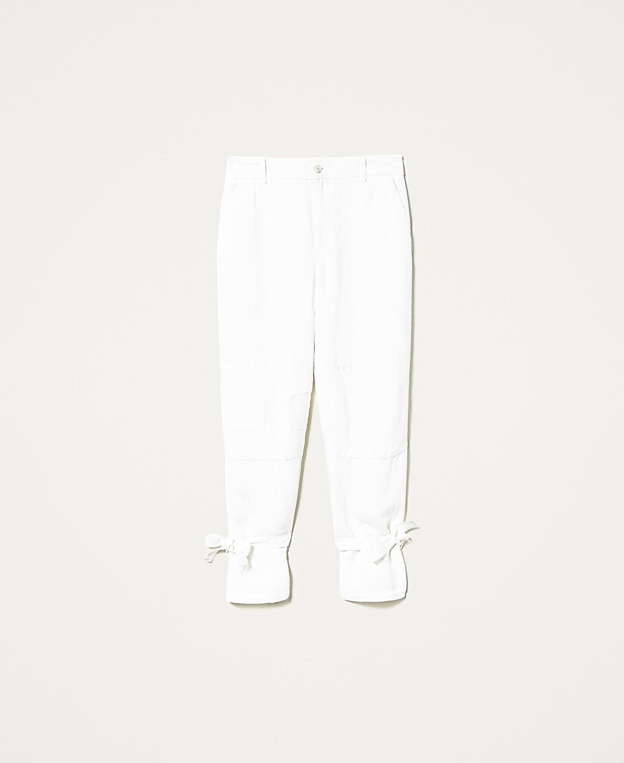 Pantalon en twill de lin m&eacute;lang&eacute;