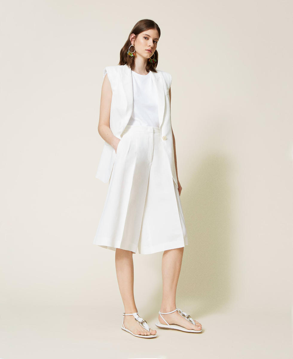 Linen blend twill trouser-skirt
