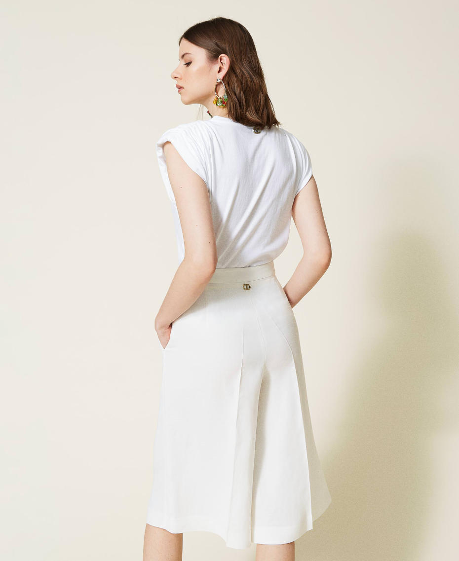Linen blend twill trouser-skirt Lily Woman 221TT2197-04