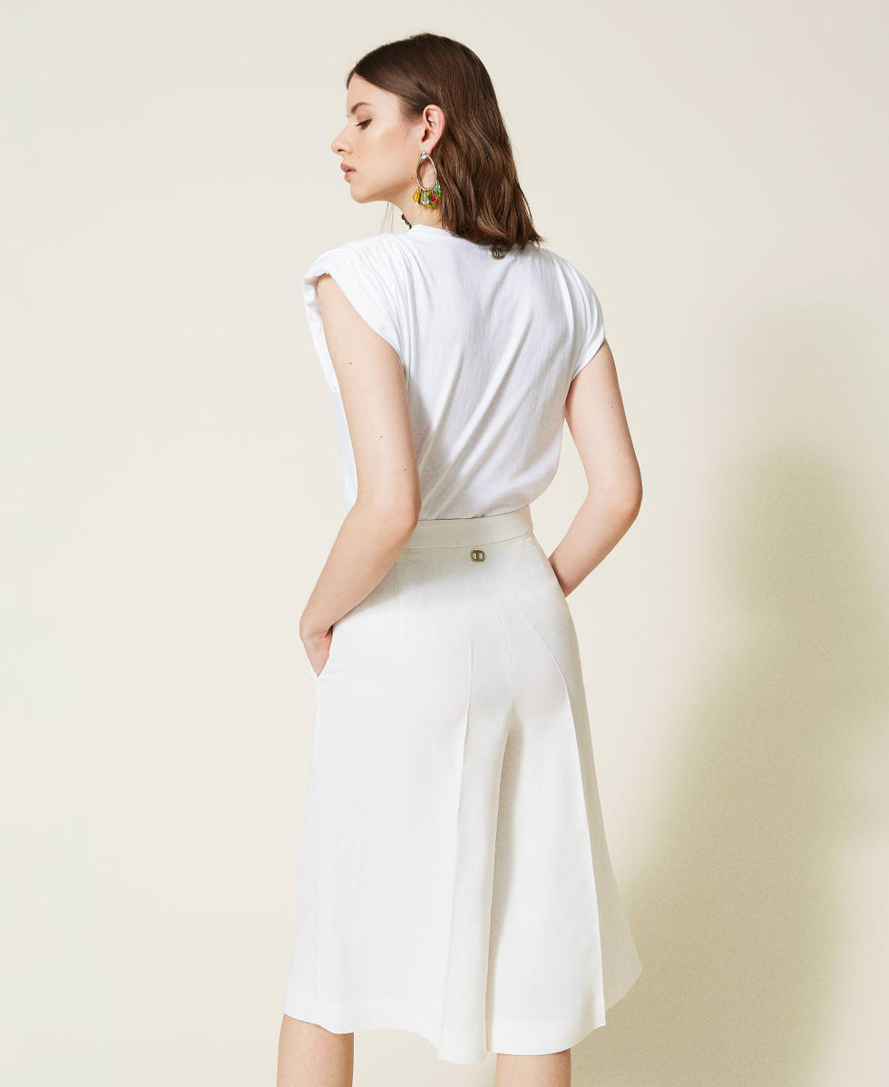Linen blend twill trouser-skirt