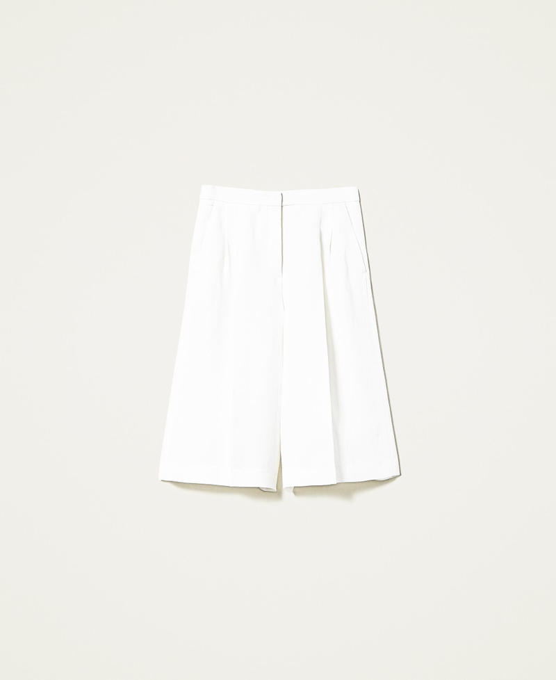 Jupe-culotte en twill de lin m&eacute;lang&eacute;