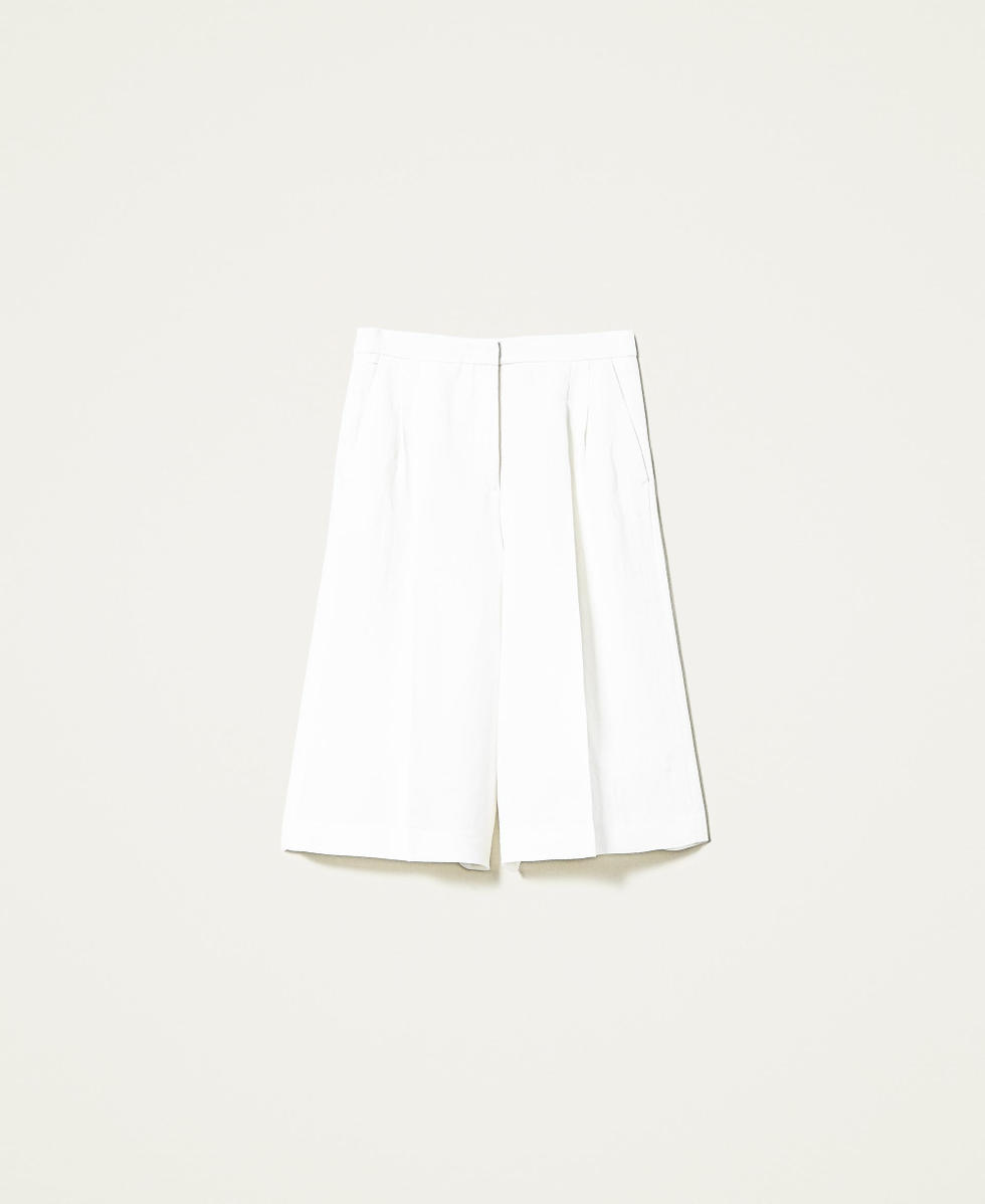 Linen blend twill trouser-skirt