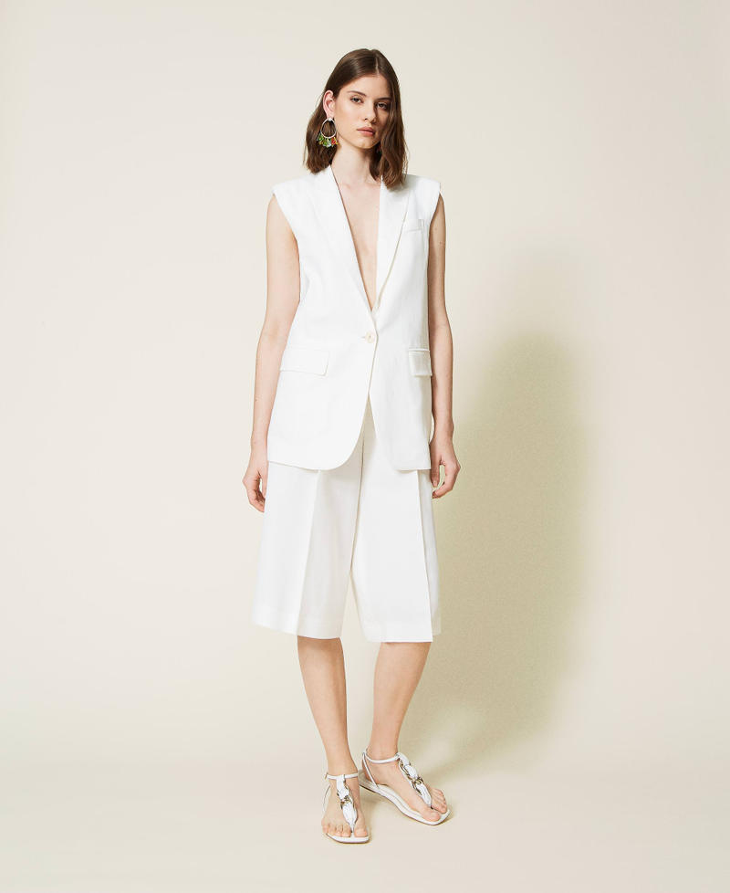 Linen blend twill trouser-skirt Lily Woman 221TT2197-0T