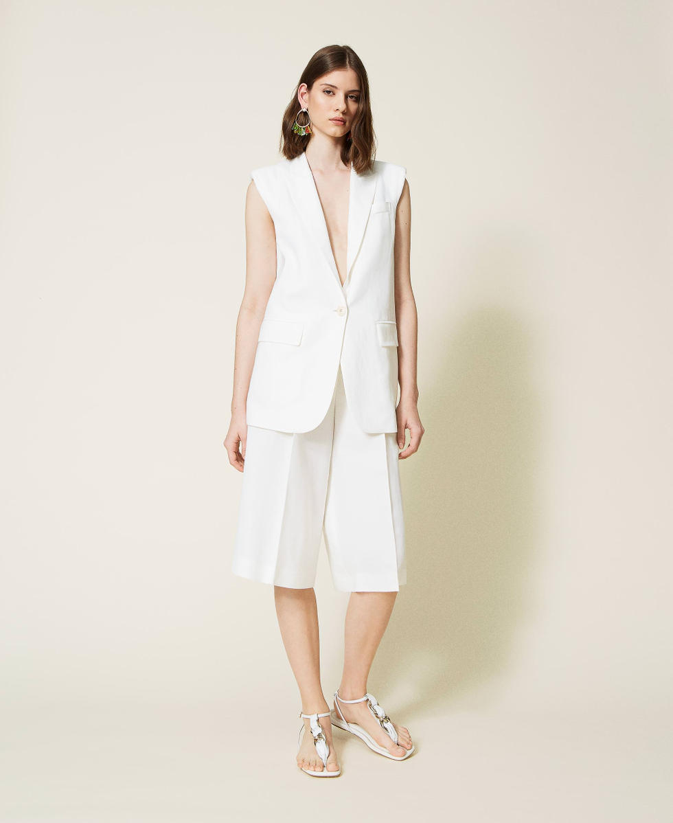 Linen blend twill trouser-skirt