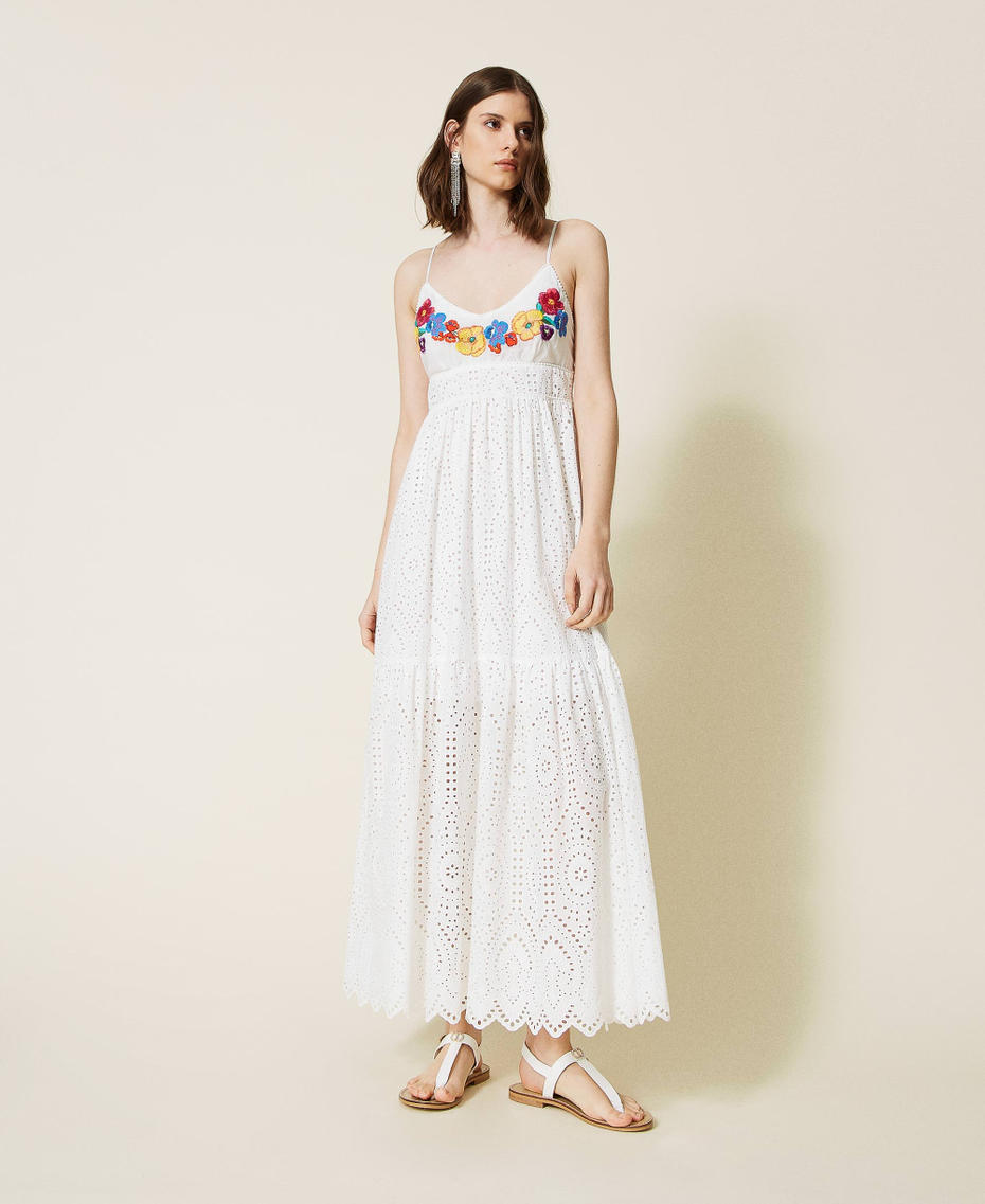 Длинное платье с разноцветной цветочной вышивкой Лилия женщина 221TT2250-01