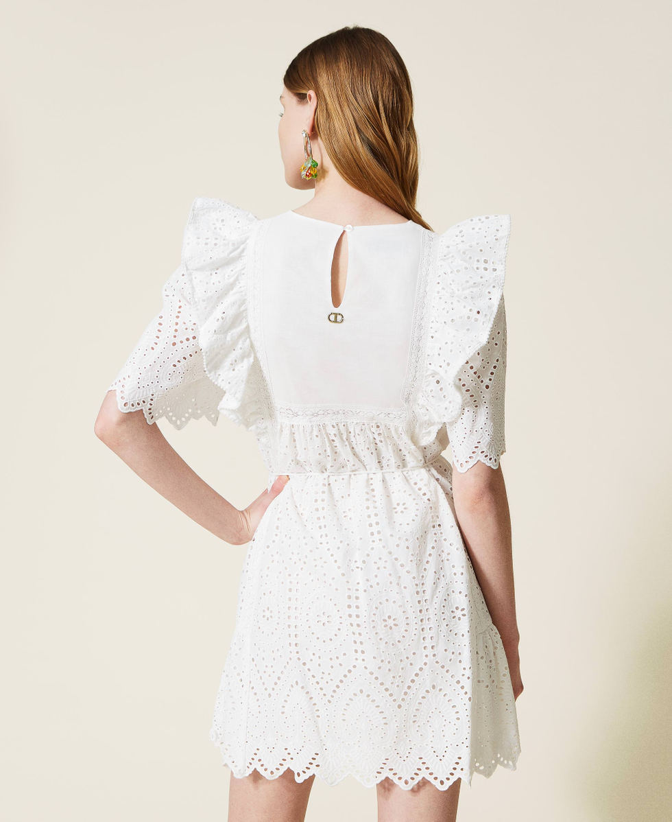 Abito corto con ricamo a fiori multicolor Donna Beige TWINSET
