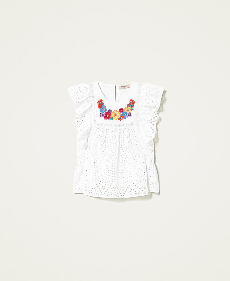 Top con ricamo a fiori multicolor