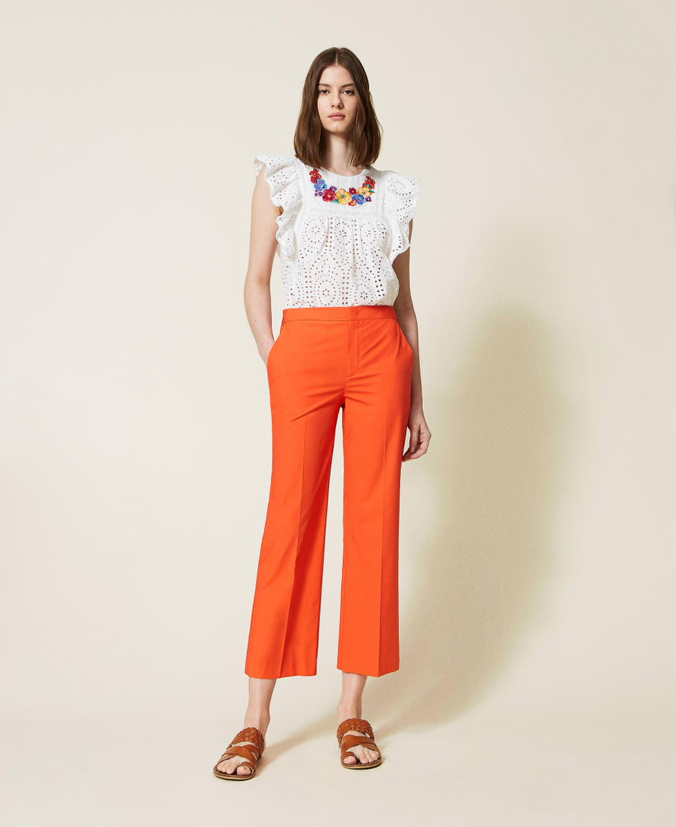 Top with multicolour floral embroidery