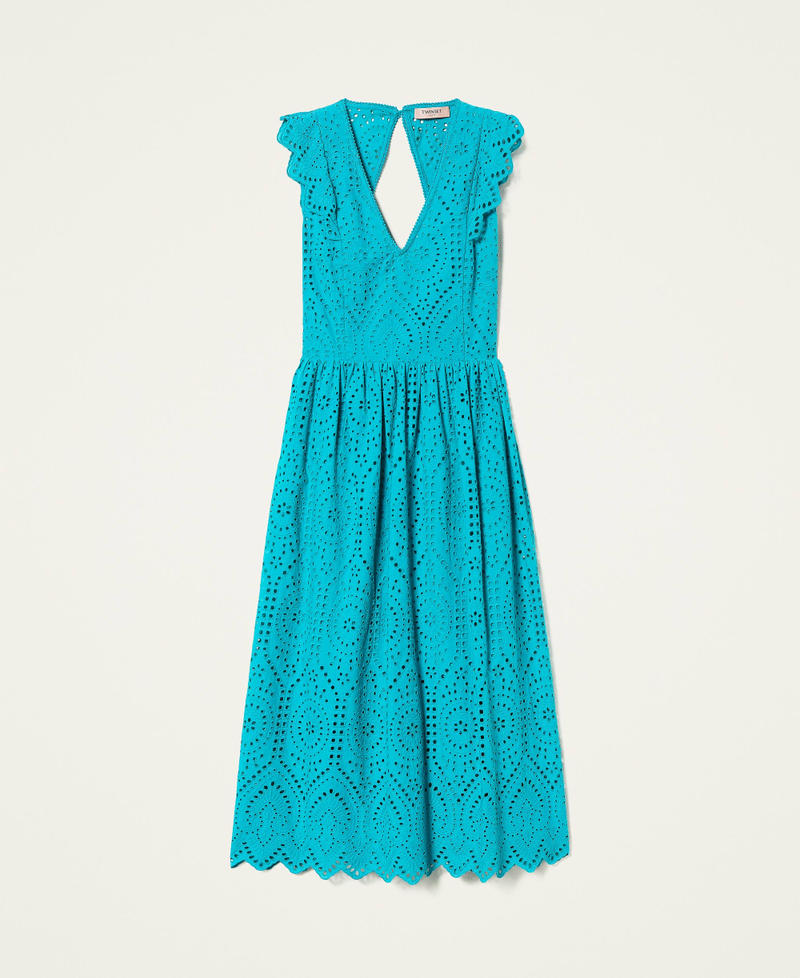 Платье-миди из муслина с вышивкой сангалло Зеленый "Тропический зеленый" женщина 221TT2270-0S