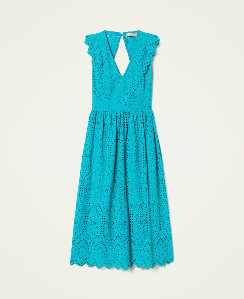 Vestido midi de muselina con bordado ingl&eacute;s