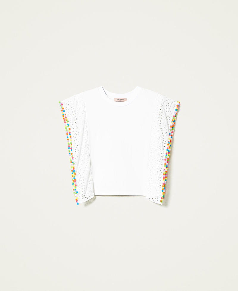 T-shirt boxy avec pompons multicolores
