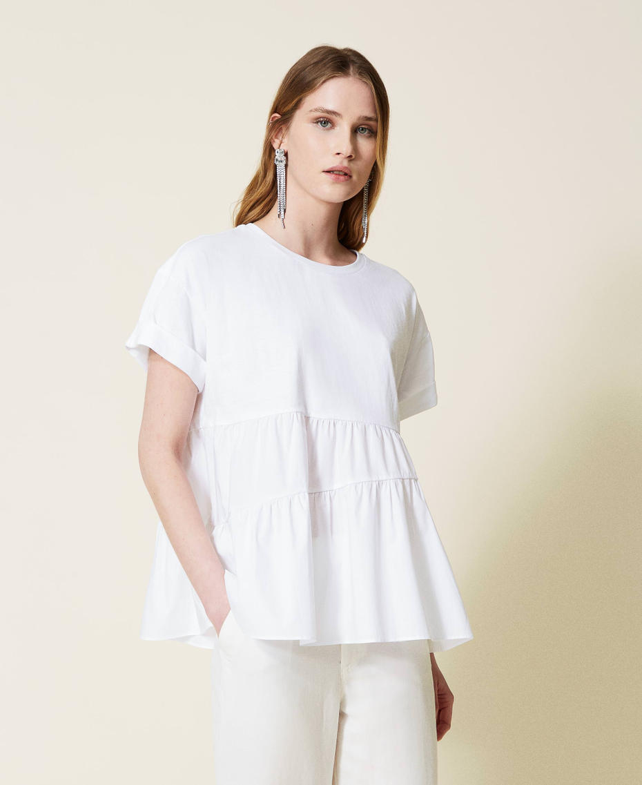 Блузка с асимметричными оборками Белый женщина 221TT2280-01