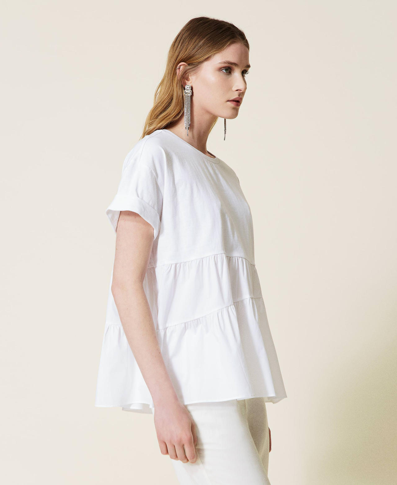 Блузка с асимметричными оборками Белый женщина 221TT2280-02