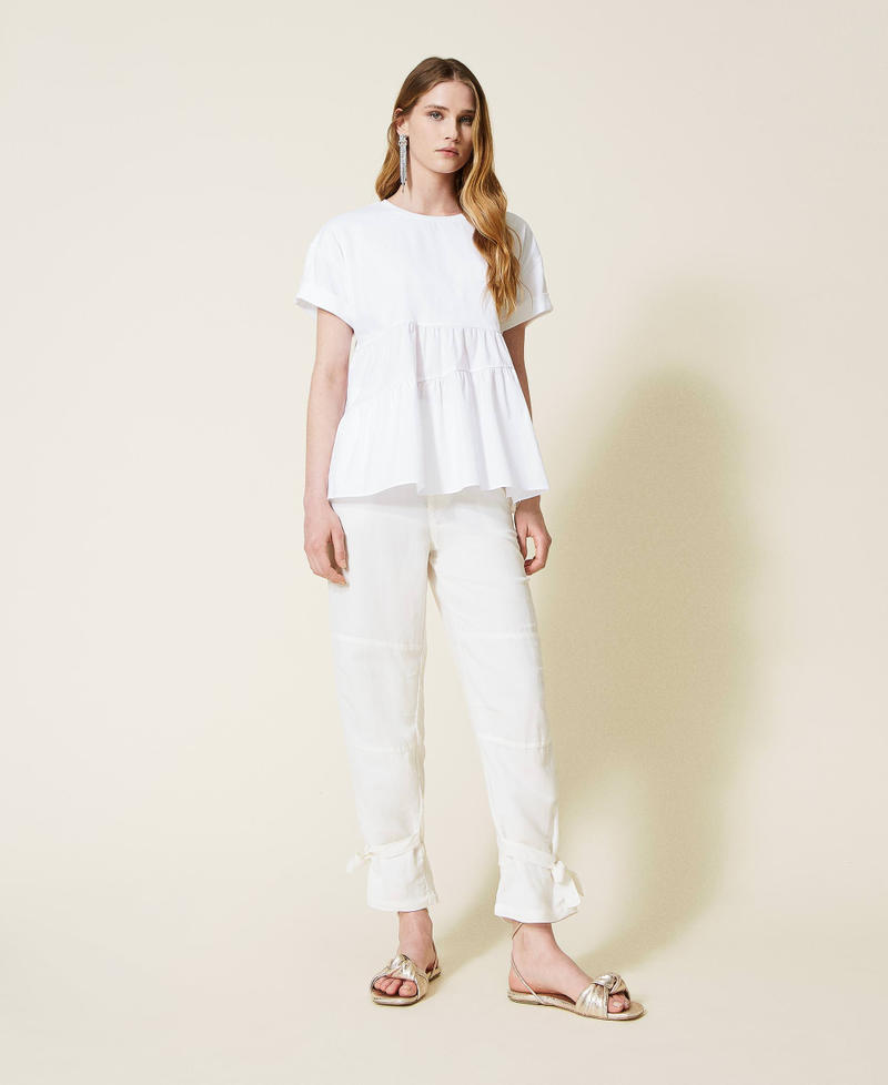 Блузка с асимметричными оборками Белый женщина 221TT2280-0T