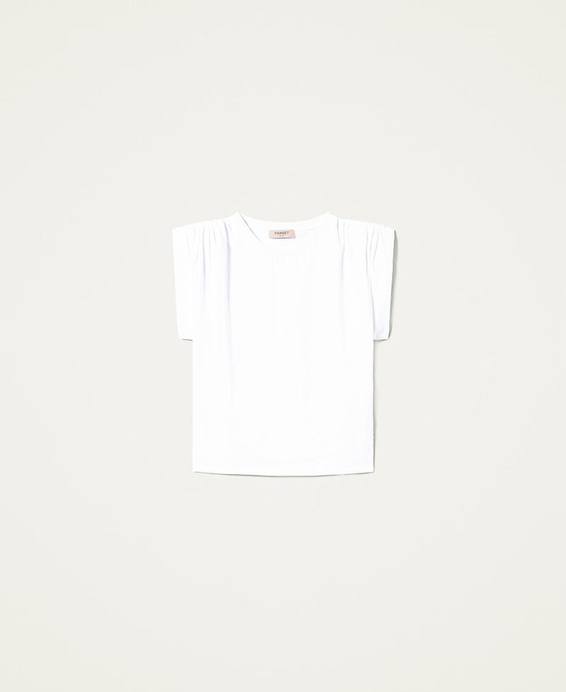 T-Shirt mit Raffungen Weiß Frau 221TT2281-0S