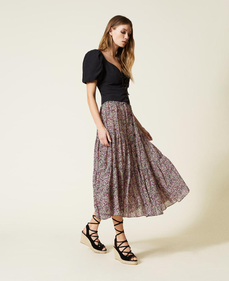 Gonna lunga in georgette a fiori