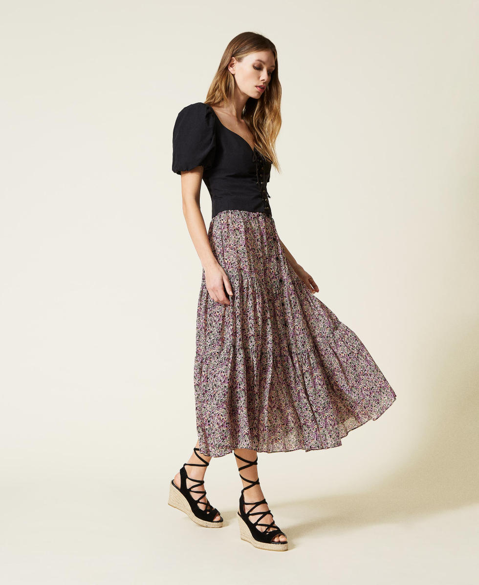 Gonna lunga in georgette a fiori Donna Fantasia TWINSET Milano