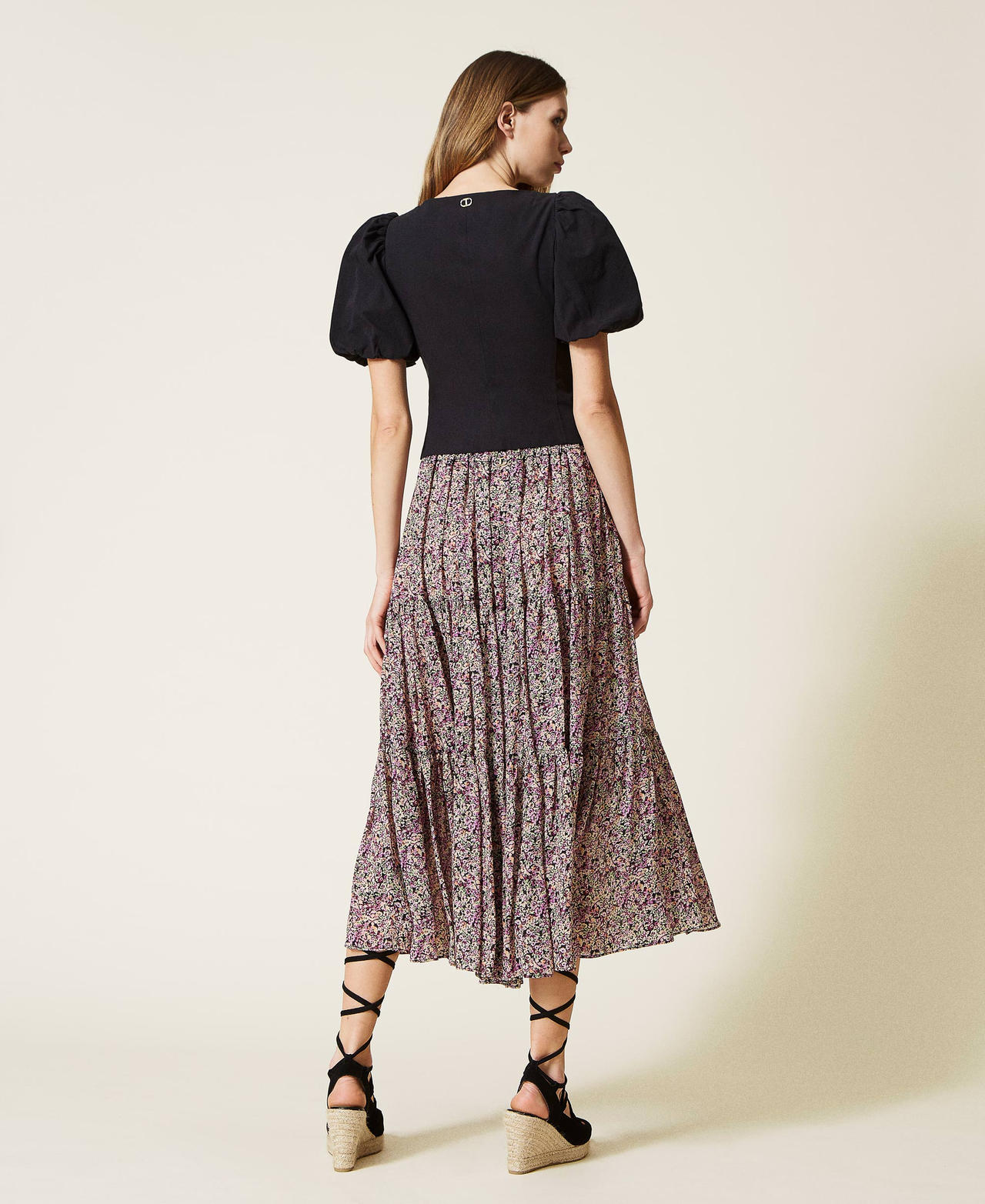 Maxirock aus Georgette mit Blumendessin