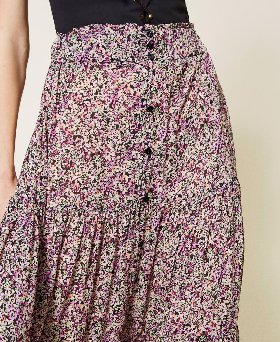 Long floral georgette skirt
