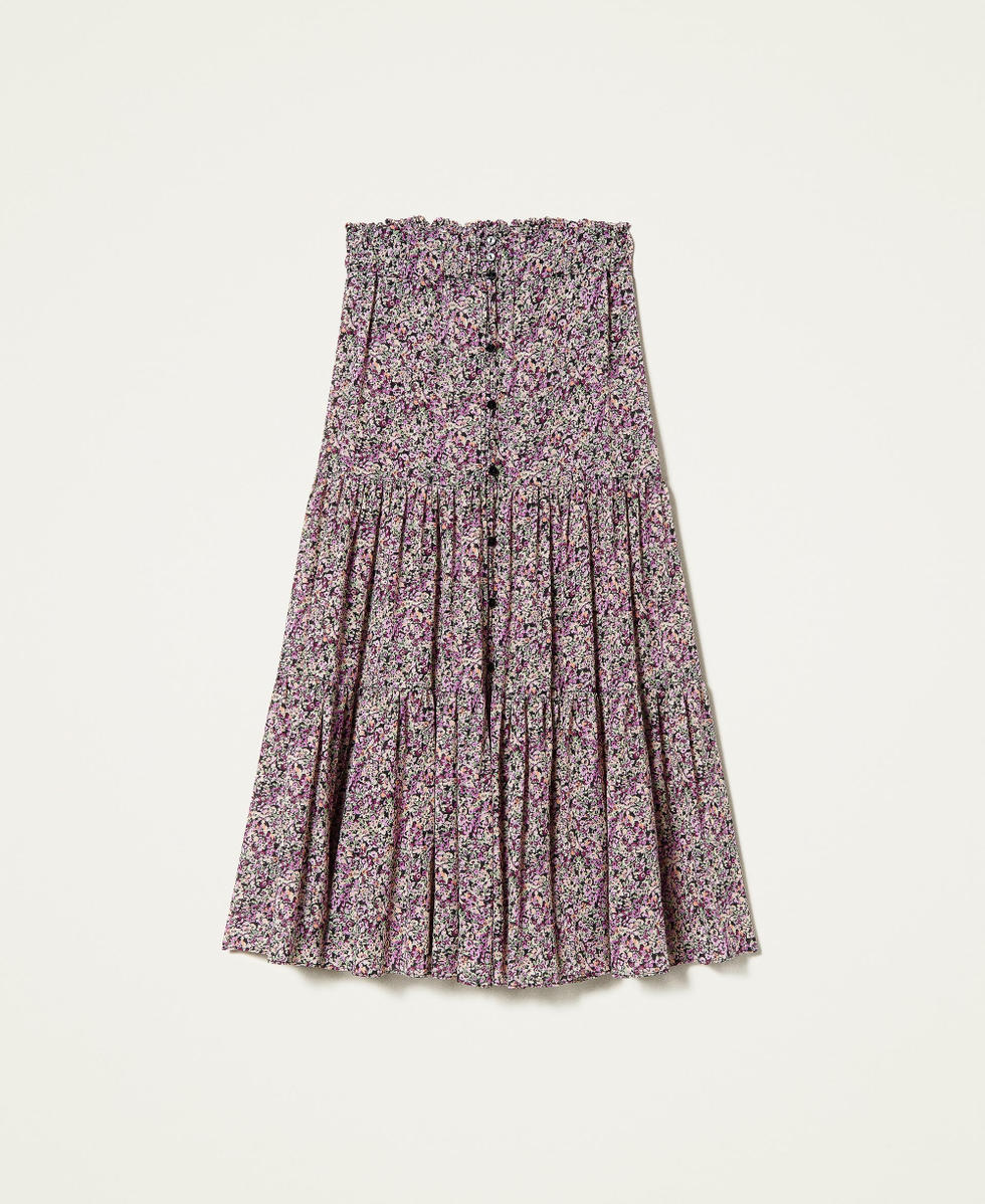Jupe longue en crepe georgette floral