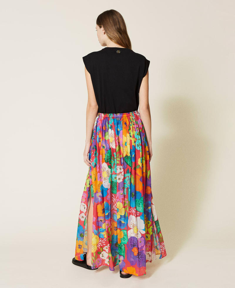 Длинная юбка из муслина с цветочным рисунком Принт Цветок Мексиканский Розовый "Азалия" женщина 221TT2305-04