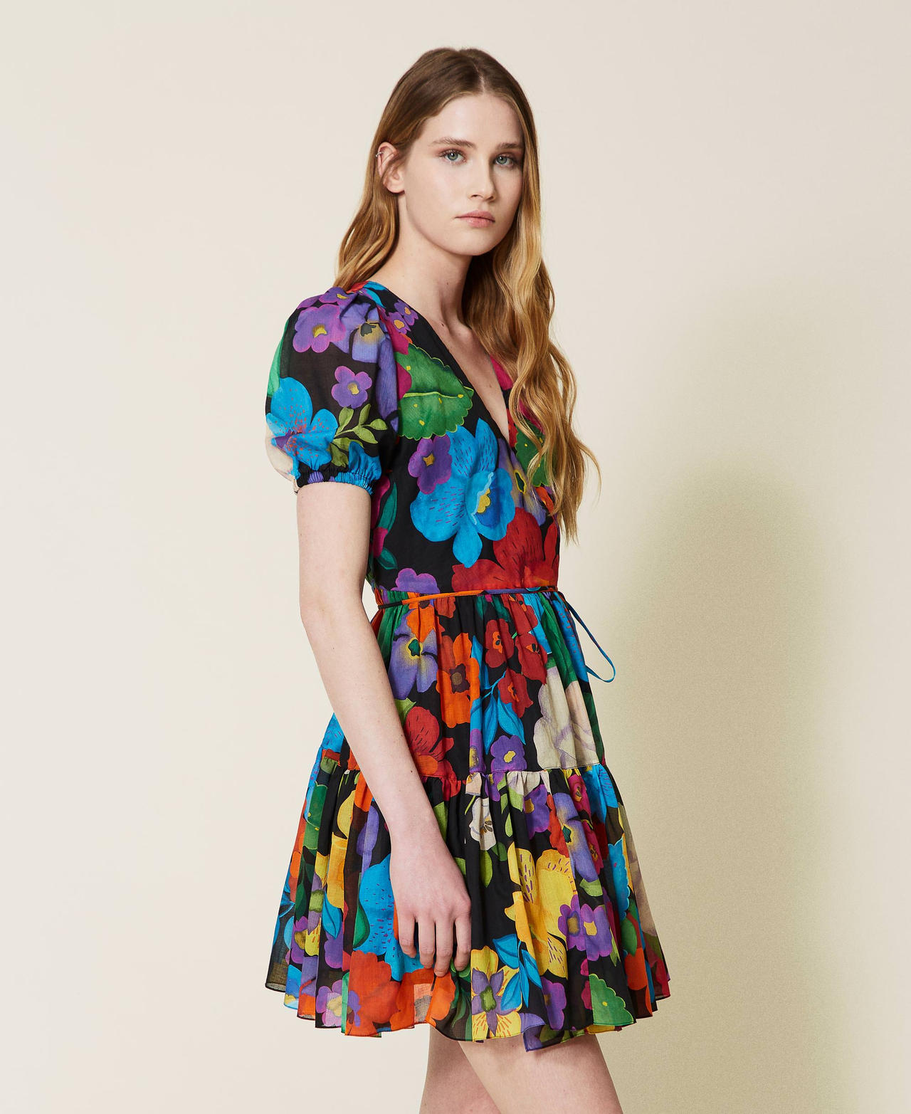 Robe portefeuille en mousseline florale