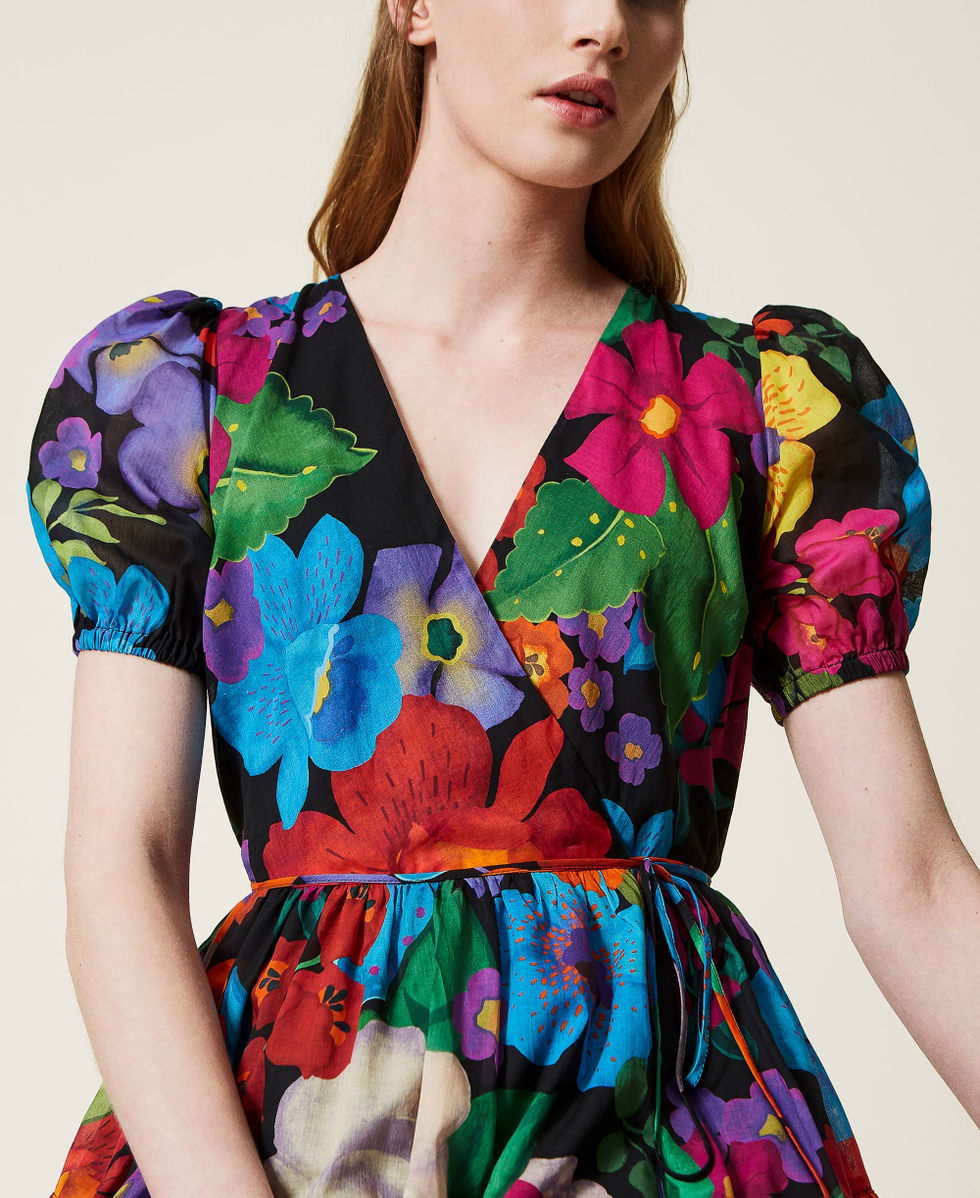Floral muslin wrap top