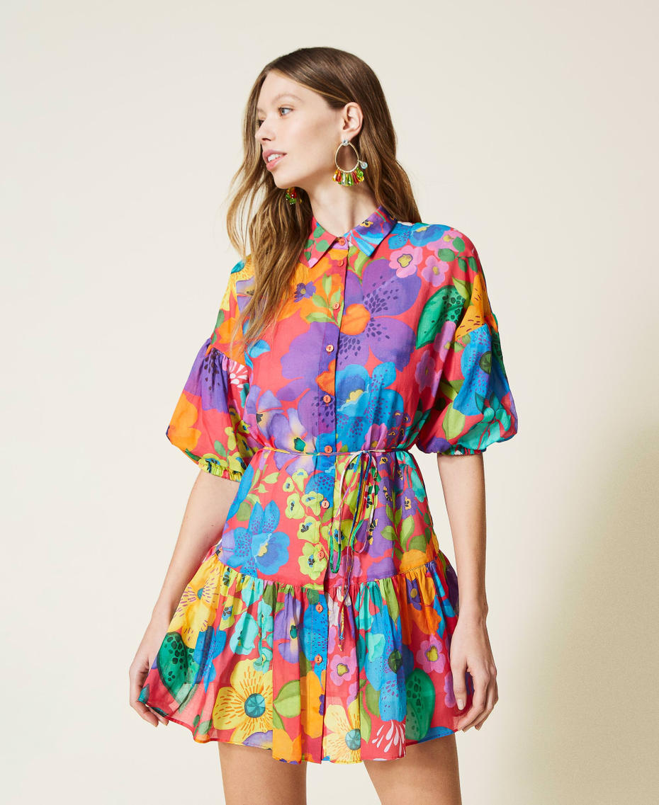 Muslin floral shirt dress